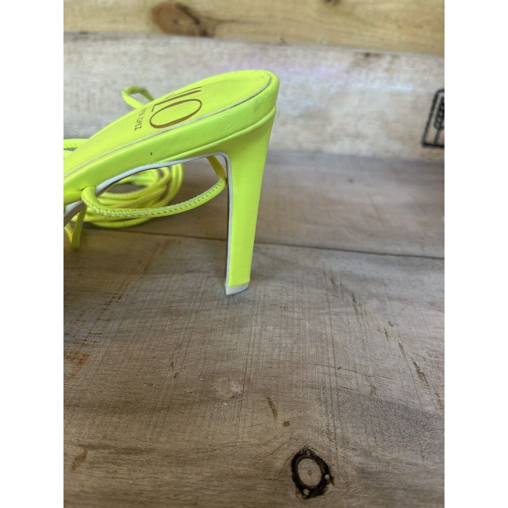 JLO Jennifer Lopez Neon Lime Faux Leather 4" Heel Strappy Sandals‎ Size 6 - Picture 6 of 11